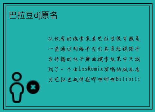 巴拉豆dj原名